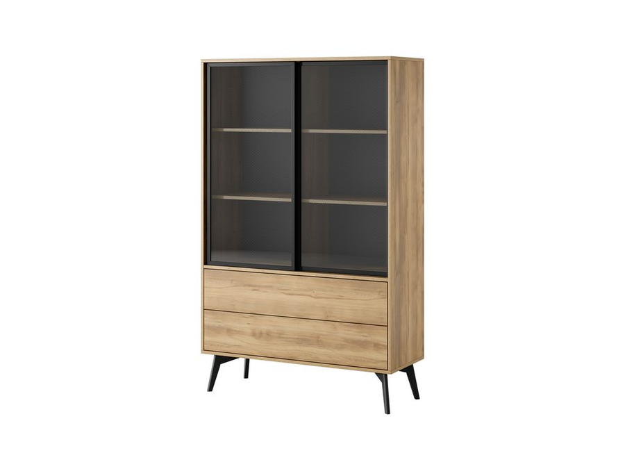Vitrine – SLIDE – SZ-100 Artisan Eiche, stilvolle Vitrine im Industrial-Stil