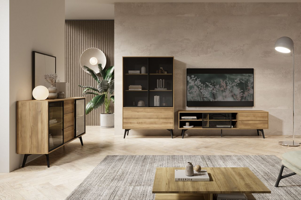 Wohnzimmer-Set – SLIDE – 3-teilig Artisan Eiche im Industrial Design