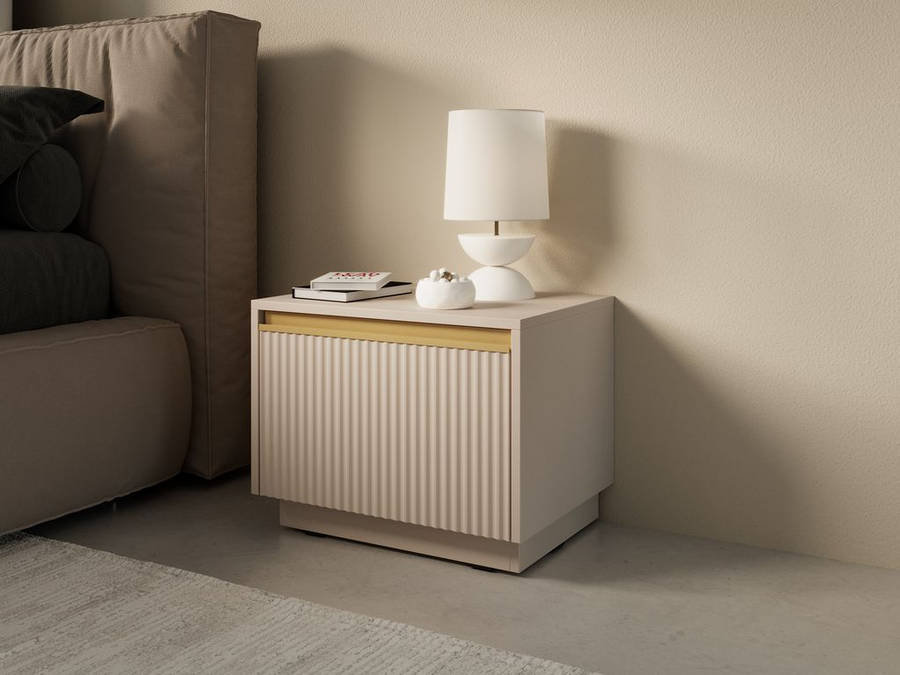 Nachttisch – ROYAL – S-54 mit gerillter Front & Soft-Close-Funktion