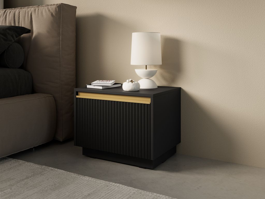 Nachttisch – ROYAL – S-54 mit gerillter Front & Soft-Close-Funktion