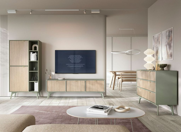 Wohnzimmer Set 3-teilig – Kommode – TV Lowboard – hochKommode – FOREST – Eukalyptus – Modernes Design für stilvolle Wohnräume