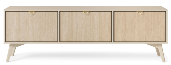 TV Schrank – TV Lowboard – RTV 158 – FOREST – Sandbeige – Skandinavischer TV-Schrank mit drei Klapptüren