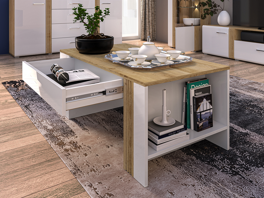 Couchtisch – ADAGIO 10 – Moderner Wohnzimmertisch mit praktischer Ablage