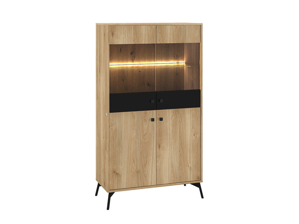 AGIS Vitrine – 160 cm – Moderne Standvitrine mit Holzoptik
