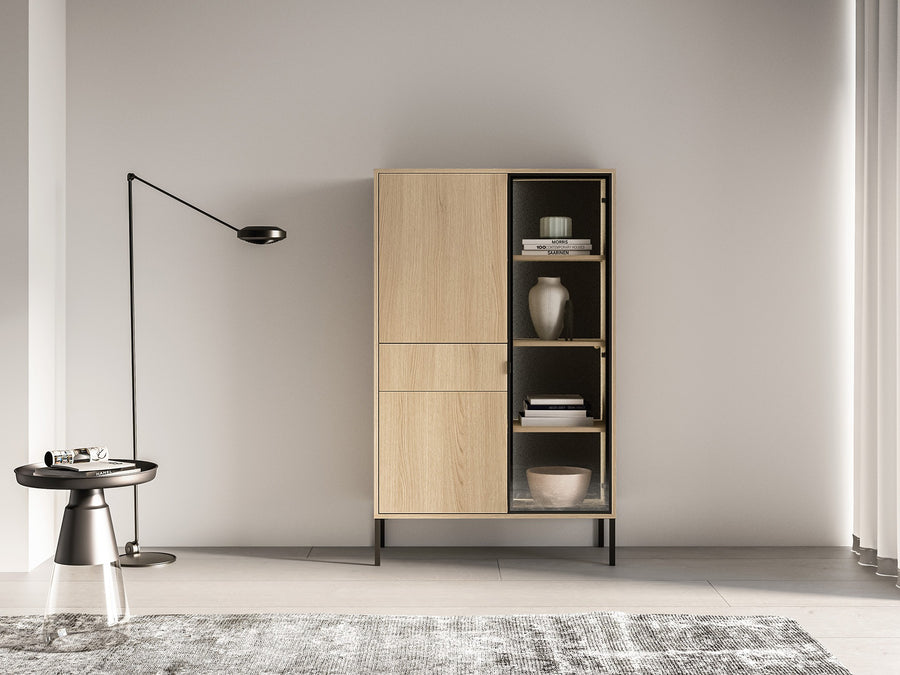 Vitrine – BARNEE 01 – Moderne Präsentation mit funktionalem Stauraum