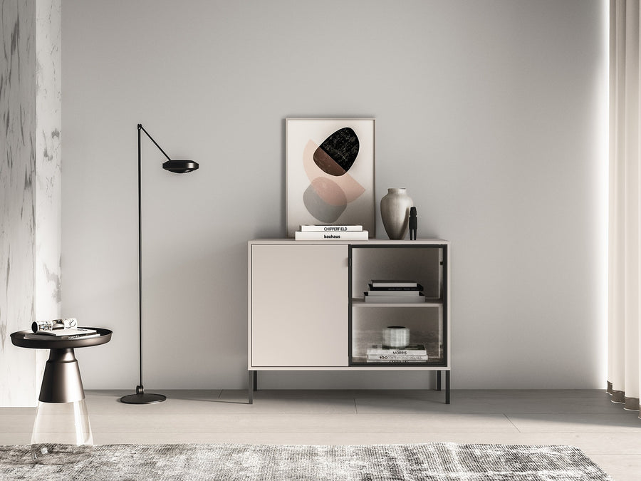 Kommode – BARNEE 03 – Stilvoller Stauraum mit Vitrinenelement