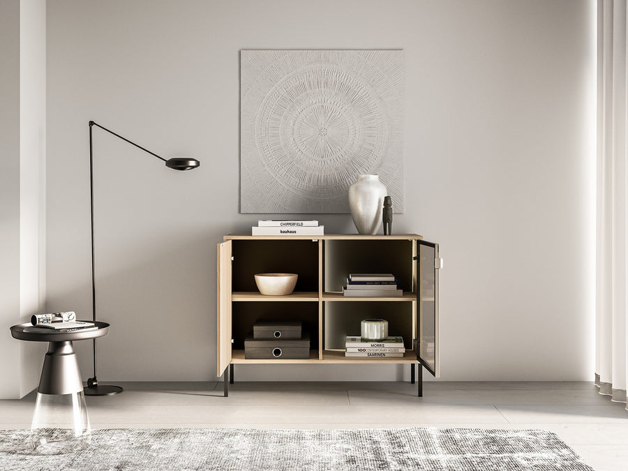 Kommode – BARNEE 03 – Stilvoller Stauraum mit Vitrinenelement