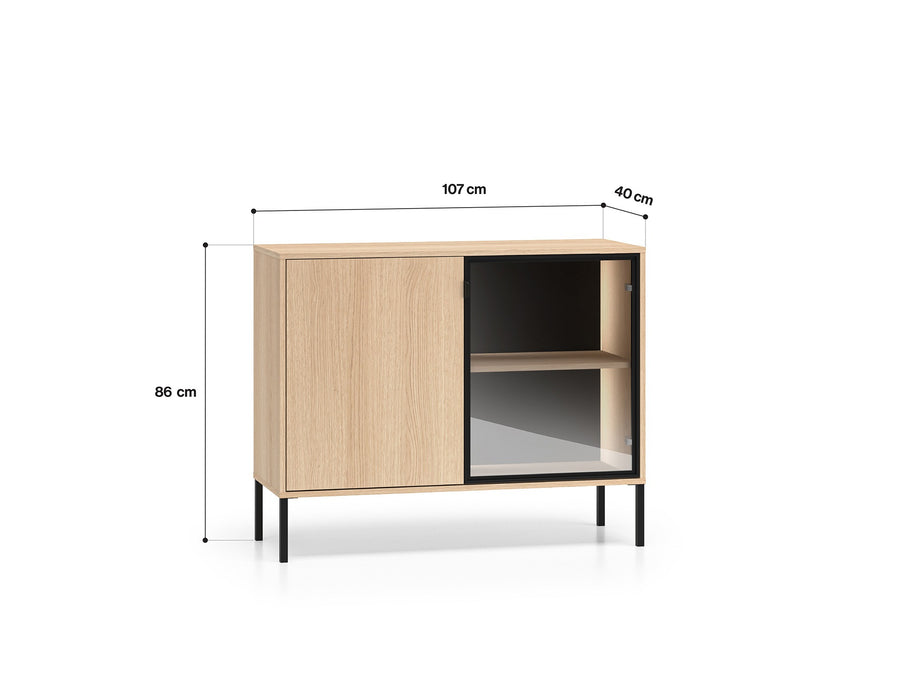Kommode – BARNEE 03 – Stilvoller Stauraum mit Vitrinenelement