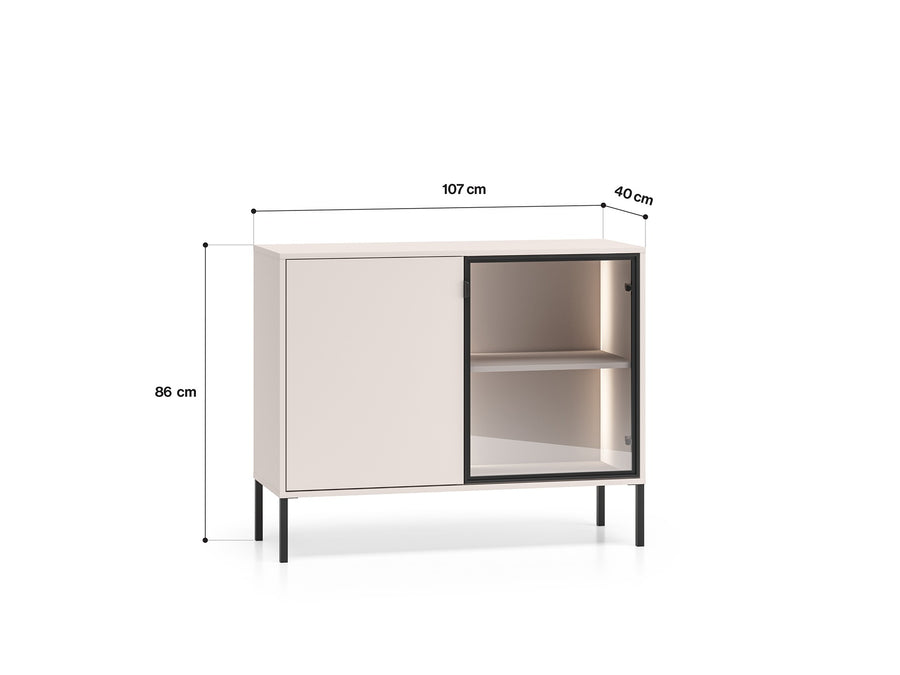 Kommode – BARNEE 03 – Stilvoller Stauraum mit Vitrinenelement