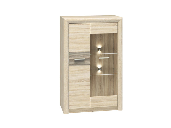 CASTEL 06/S Kompaktvitrine – 133 cm – Moderne Wohnzimmer Vitrine mit Glasanteil