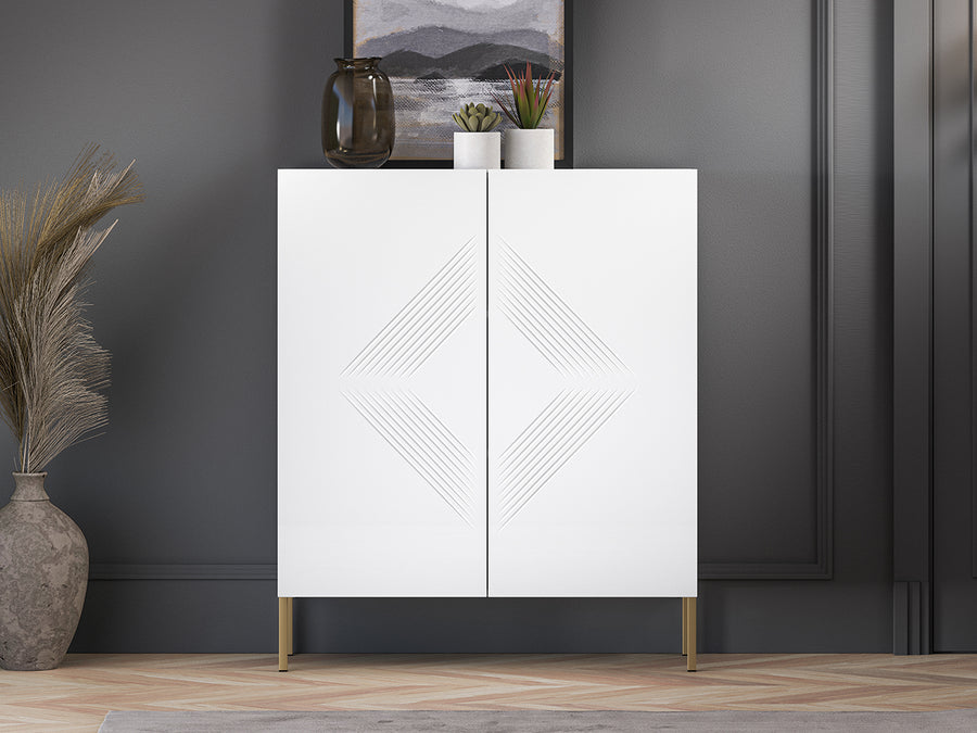 Kommode – CLEARING 01 – Elegante Highboard-Kommode mit geometrischer Fräsung