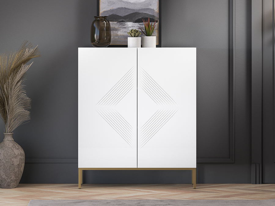 Kommode – CLEARING 01 – Elegante Highboard-Kommode mit geometrischer Fräsung