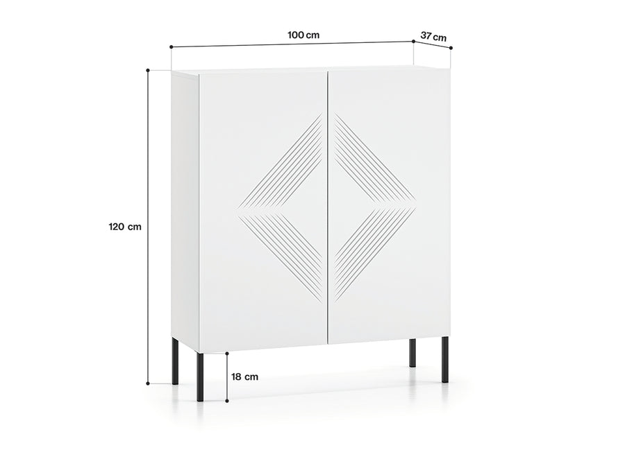 Kommode – CLEARING 01 – Elegante Highboard-Kommode mit geometrischer Fräsung