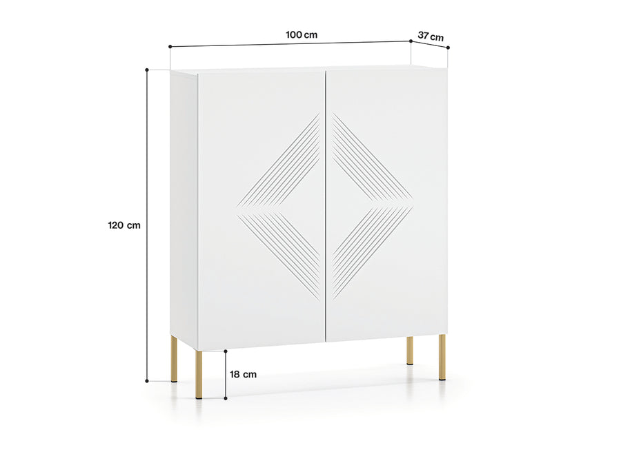 Kommode – CLEARING 01 – Elegante Highboard-Kommode mit geometrischer Fräsung