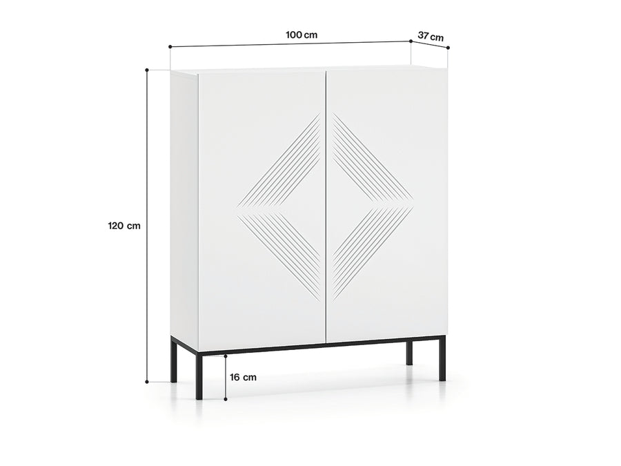 Kommode – CLEARING 01 – Elegante Highboard-Kommode mit geometrischer Fräsung