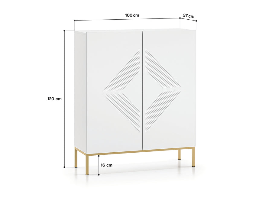 Kommode – CLEARING 01 – Elegante Highboard-Kommode mit geometrischer Fräsung