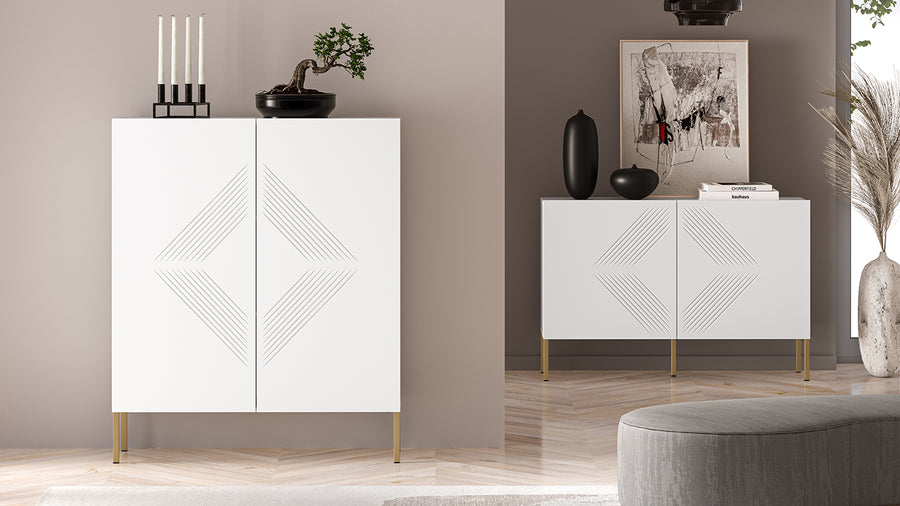 Kommode – CLEARING 01 – Elegante Highboard-Kommode mit geometrischer Fräsung