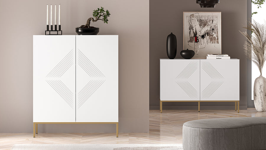 Kommode – CLEARING 01 – Elegante Highboard-Kommode mit geometrischer Fräsung