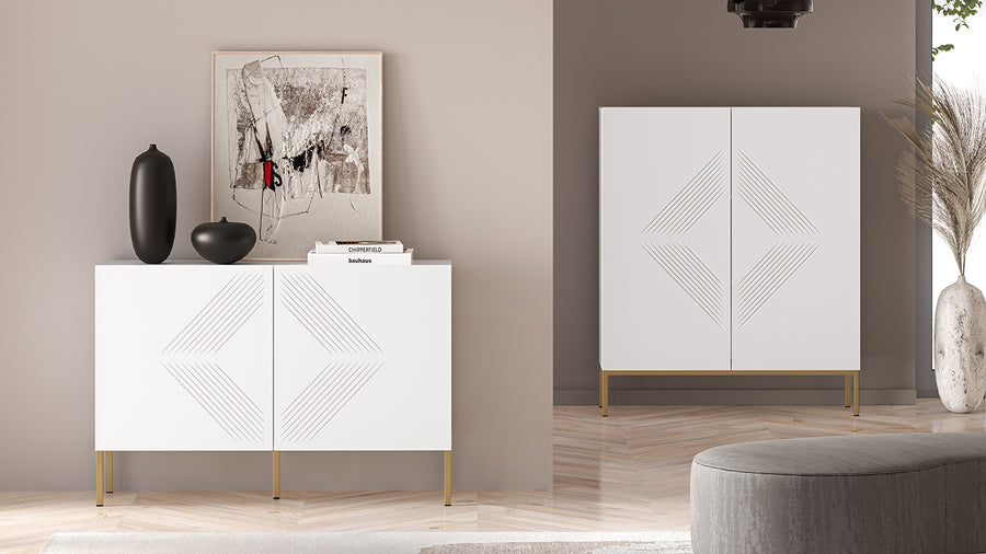 Kommode – CLEARING 03 – Moderne Midboard-Kommode mit geometrischer Fräsung