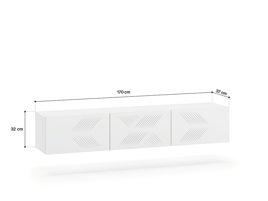TV-Lowboard Hängend – CLEARING 07 – Schwebedesign mit geometrischer Fräsung