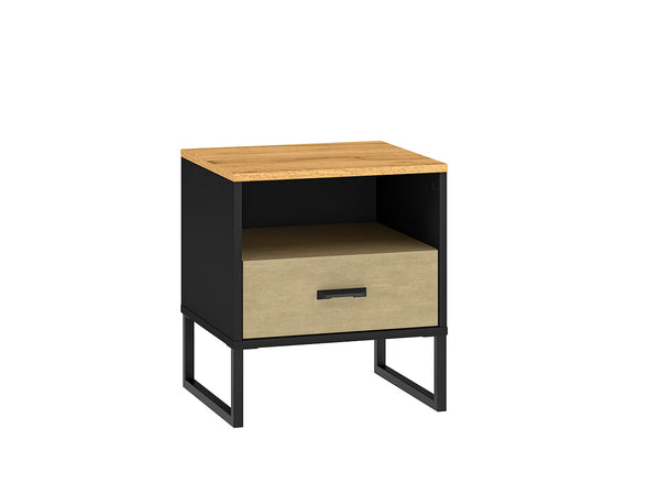 COLT 08 Nachttisch – 50 cm – Moderner Beistelltisch mit Vollauszug und Holzoptik