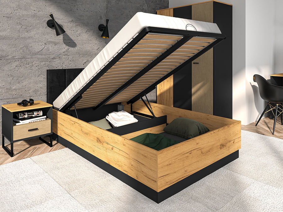 Bett – COLT 0901 – Modernes Polsterbett mit Stauraum und Hebemechanismus