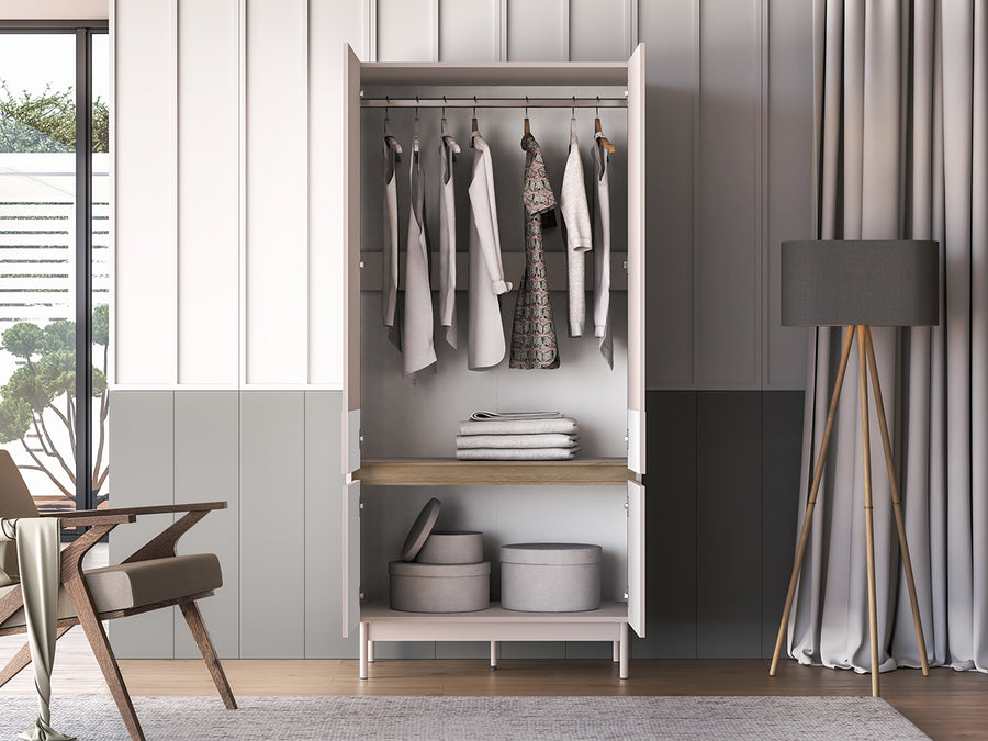 Kleiderschrank – DUNEA 01 – Viertüriger Garderobenschrank mit Holzoptik