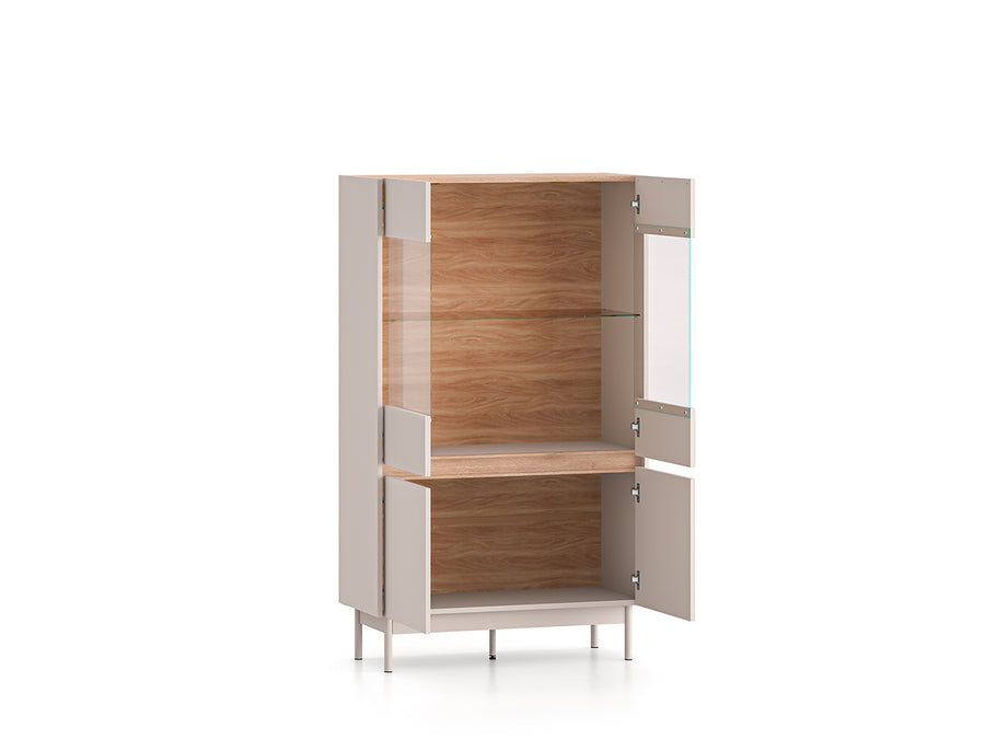 Vitrinenschrank – DUNEA – Stilvolle Standvitrinen mit Glastüren und Holzoptik