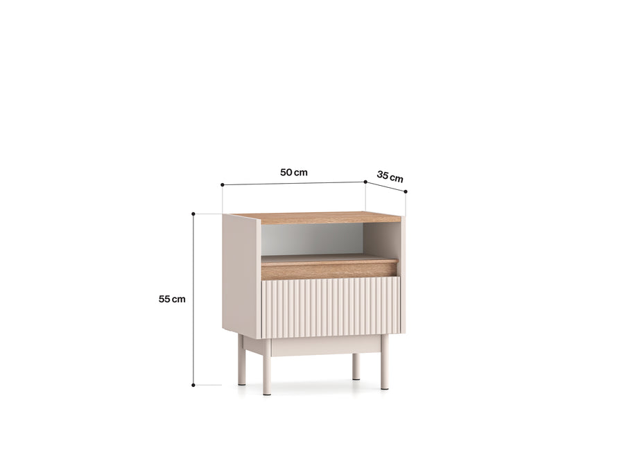 Nachttisch – DUNEA 08 – Moderner Beistelltisch mit Schublade und Holzoptik