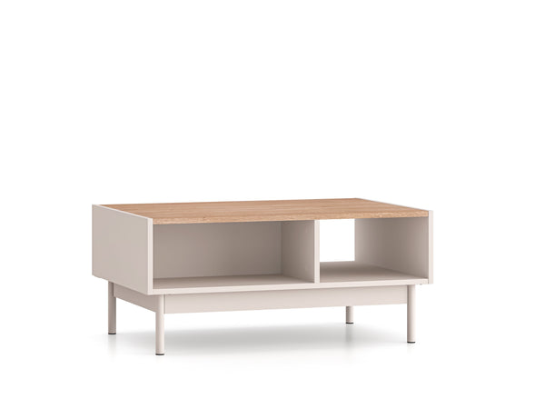 DUNEA 09 Couchtisch – 90 cm – Moderner Wohnzimmertisch mit Stauraum und Holzoptik