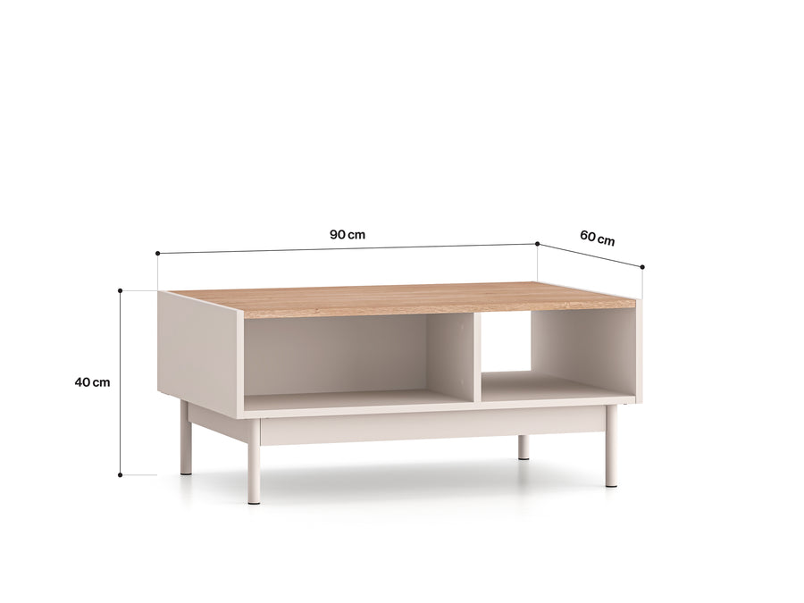 Couchtisch – DUNEA 09 – Moderner Wohnzimmertisch mit Stauraum und Holzoptik