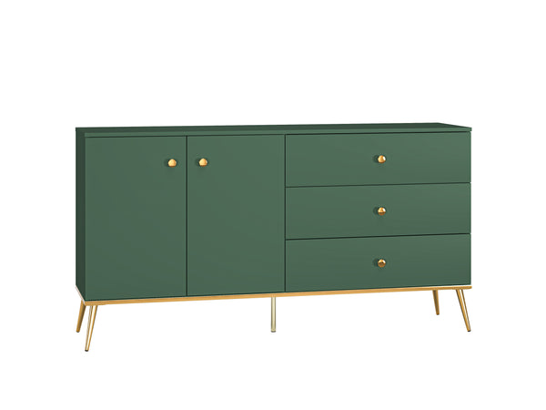 Kommode – FOREST – Elegantes Sideboard in Dunkelgrün mit goldenen Akzenten