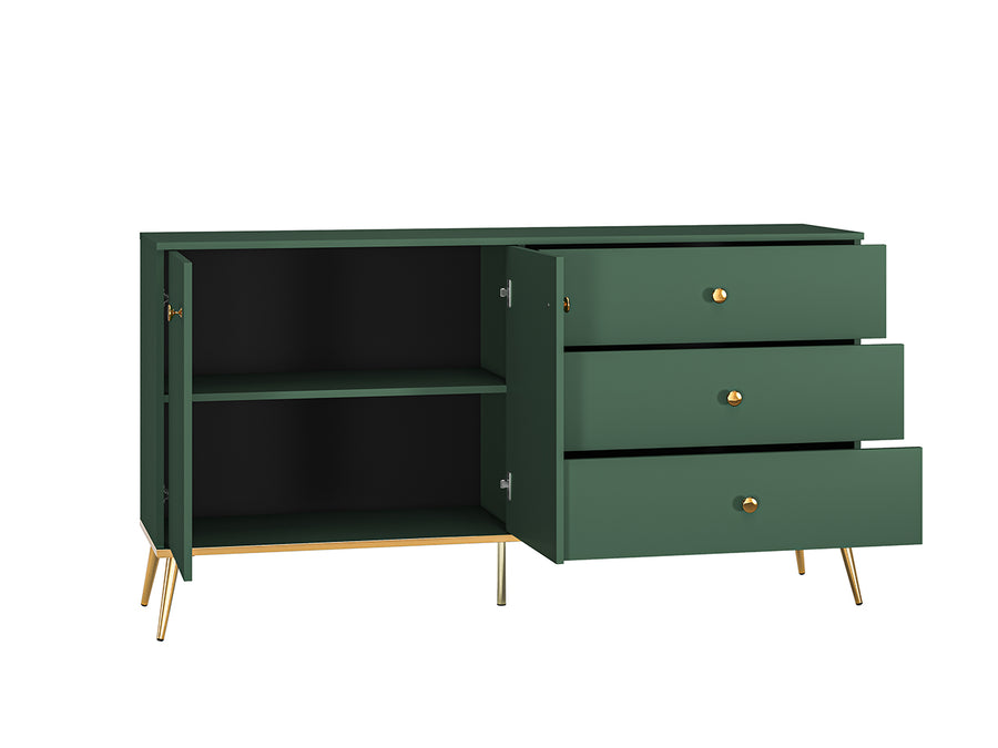 Kommode – FOREST – Elegantes Sideboard in Dunkelgrün mit goldenen Akzenten