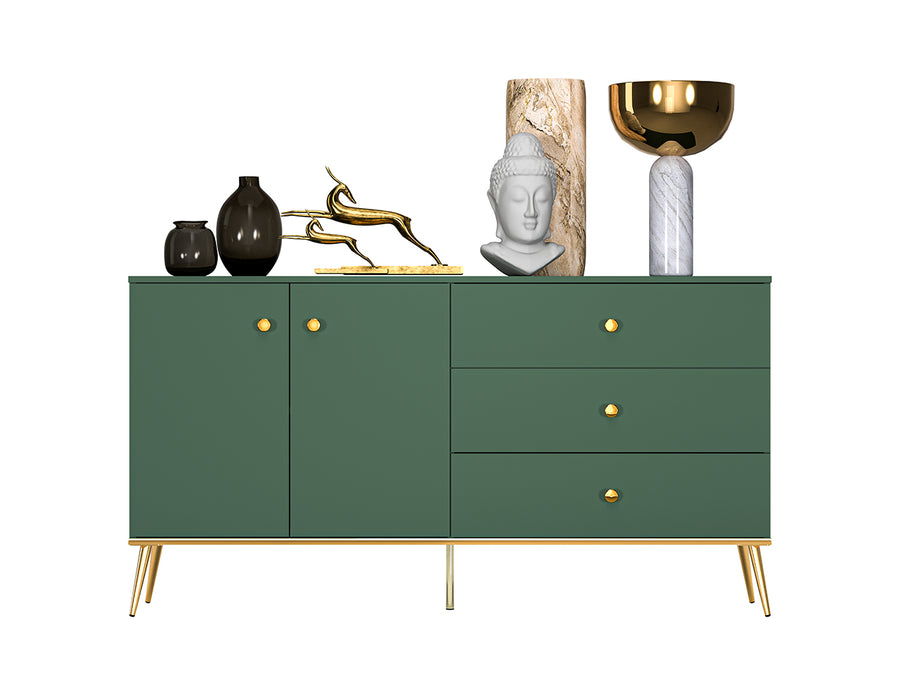Kommode – FOREST – Elegantes Sideboard in Dunkelgrün mit goldenen Akzenten