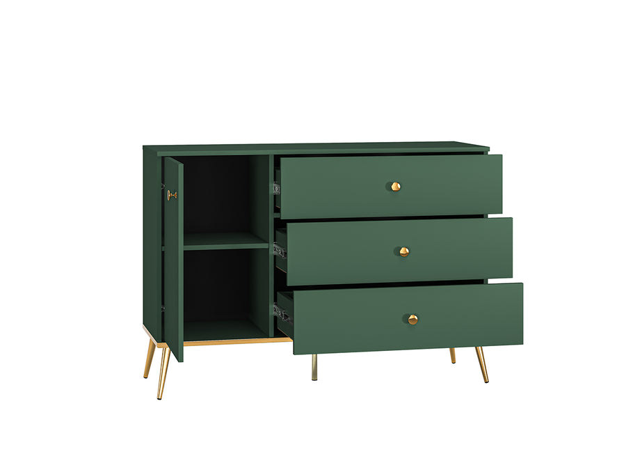 Kommode – FOREST – Elegantes Sideboard in Dunkelgrün mit goldenen Akzenten