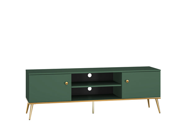 TV Board – FOREST 05 – Modernes Lowboard in Dunkelgrün mit goldenen Beinen