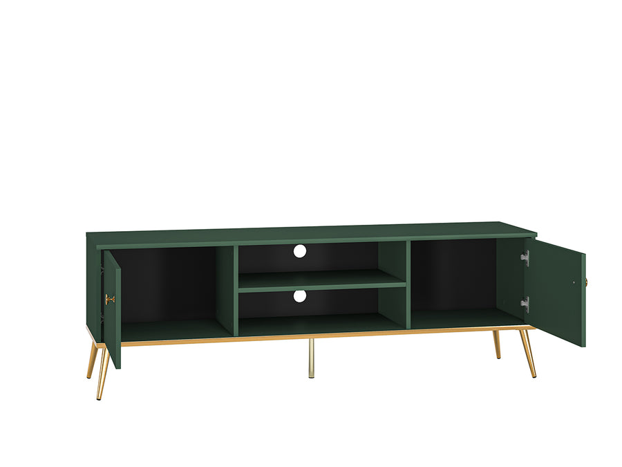 TV Board – FOREST 05 – Modernes Lowboard in Dunkelgrün mit goldenen Beinen