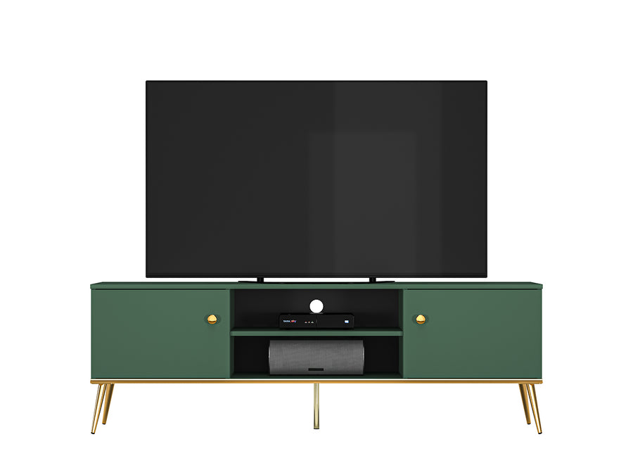 TV Board – FOREST 05 – Modernes Lowboard in Dunkelgrün mit goldenen Beinen