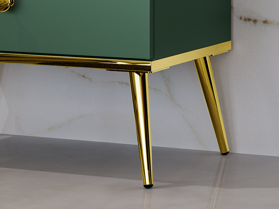 Nachttisch – FOREST – Eleganter Nachtschrank in Dunkelgrün mit goldenen Akzenten