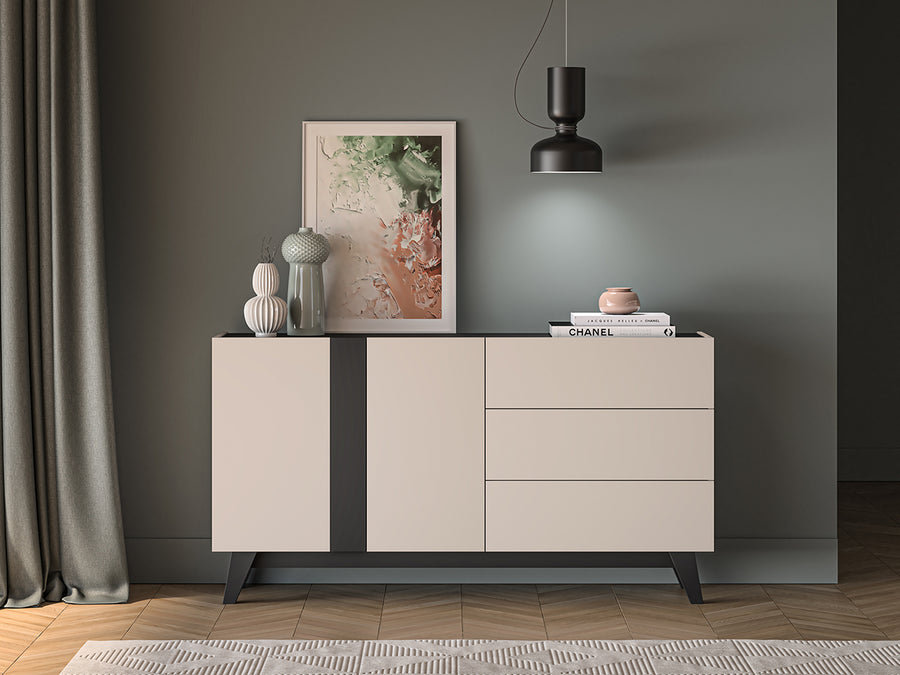 Kommode – FRESHION – Große Sideboard-Kommode mit Schubladen und Türen