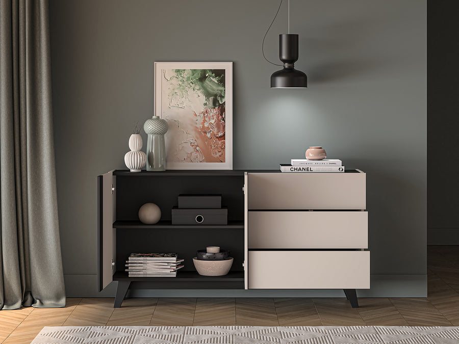 Kommode – FRESHION – Große Sideboard-Kommode mit Schubladen und Türen