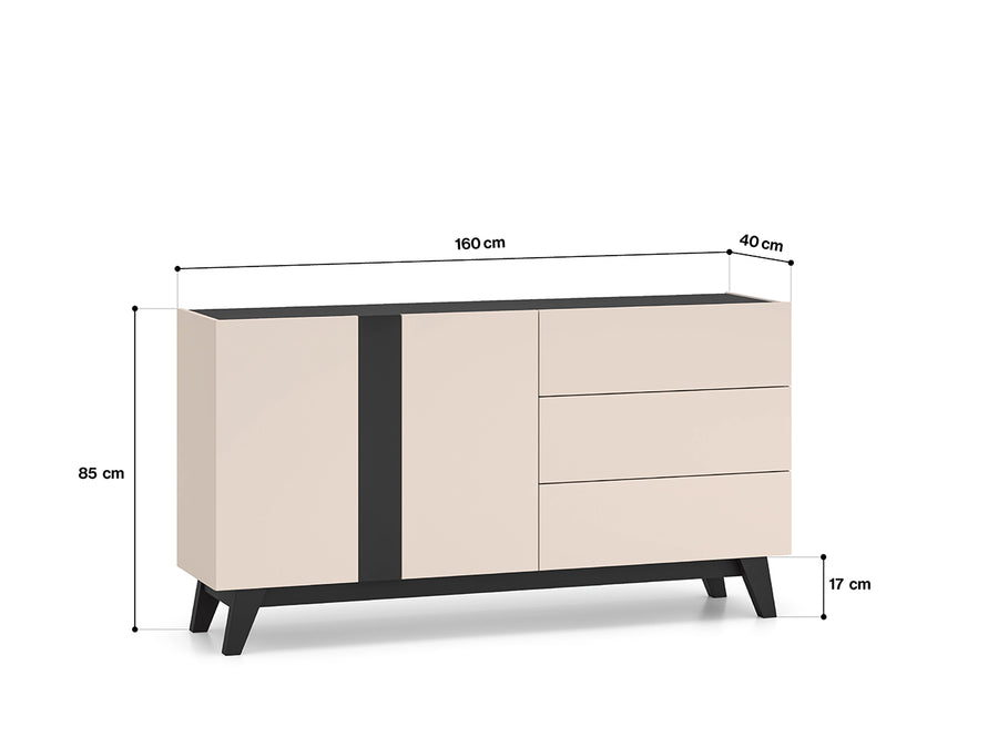 Kommode – FRESHION – Große Sideboard-Kommode mit Schubladen und Türen