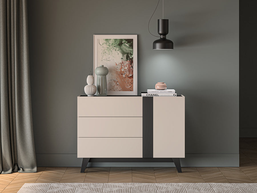 Kommode – FRESHION – Große Sideboard-Kommode mit Schubladen und Türen