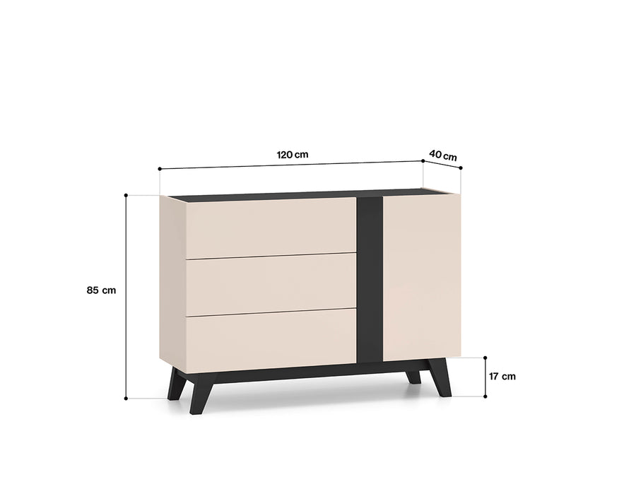 Kommode – FRESHION – Große Sideboard-Kommode mit Schubladen und Türen