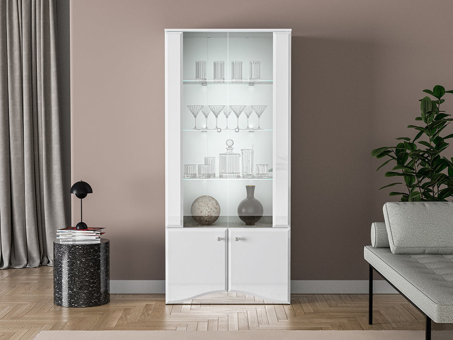 Vitrine – GLAMOUR 01 – Moderne Glasvitrine mit Hochglanzfront