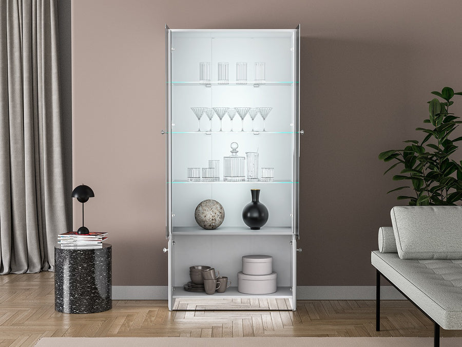 Vitrine – GLAMOUR 01 – Moderne Glasvitrine mit Hochglanzfront