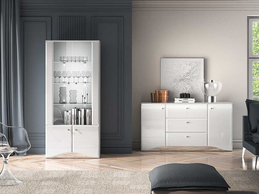 Vitrine – GLAMOUR 01 – Moderne Glasvitrine mit Hochglanzfront