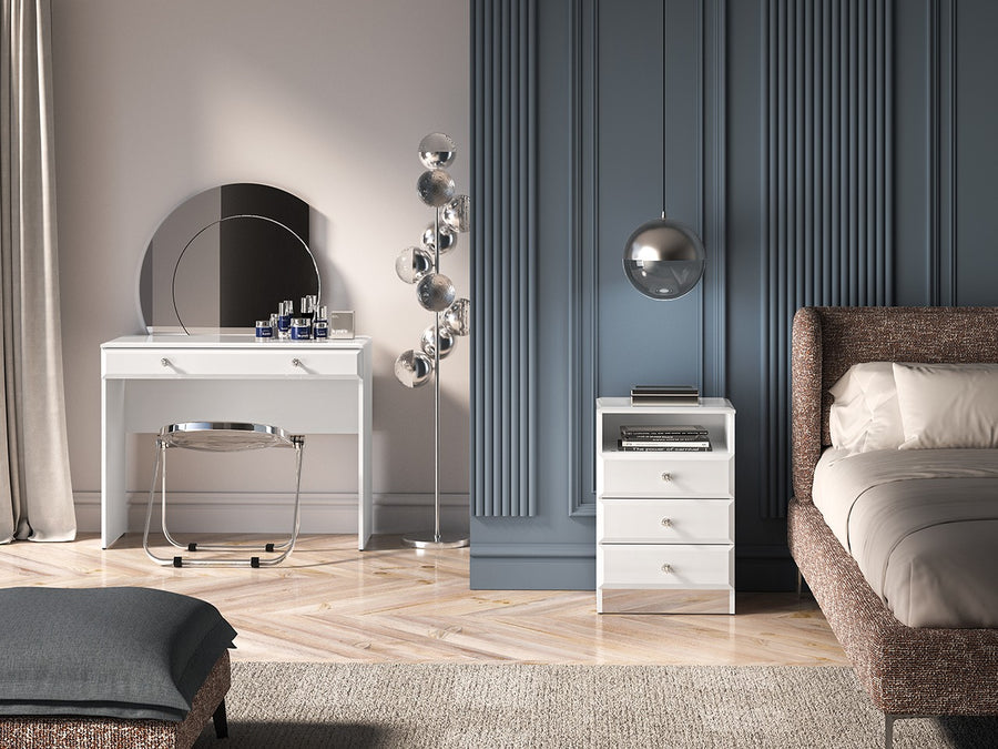 Nachttisch – GLAMOUR – Moderner Beistelltisch mit Hochglanz-Front