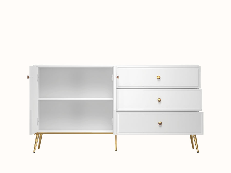 Kommode – GOLDIN – Moderne Hochglanz-Kommode mit Schubladenauszug und Soft-Close