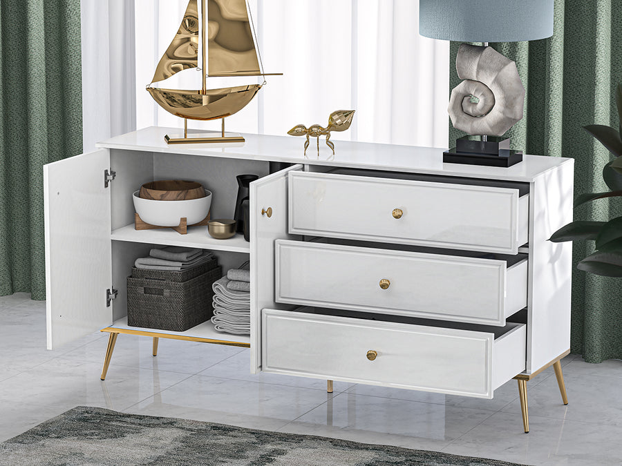 Kommode – GOLDIN – Moderne Hochglanz-Kommode mit Schubladenauszug und Soft-Close